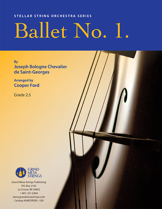 Strings sheet music cover of Ballet No. 1., composed by Joseph Bologne Chevalier de Saint-Georges.