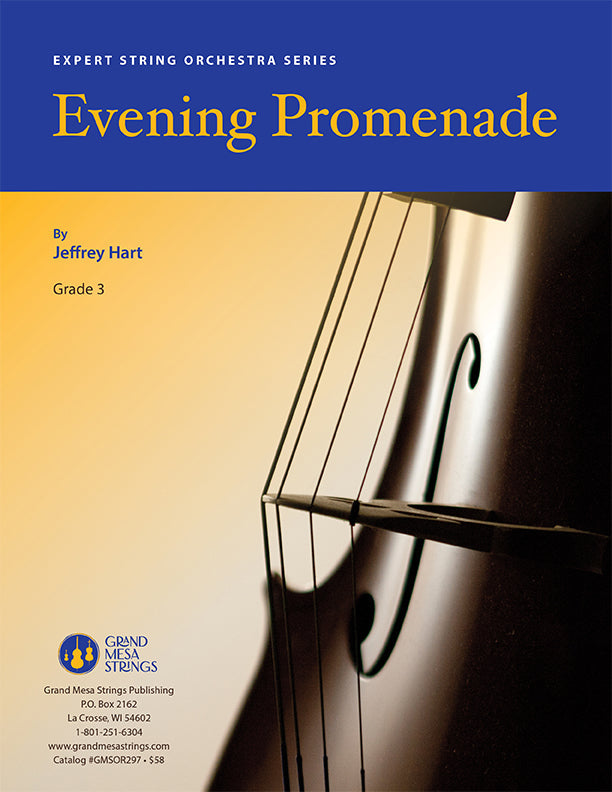 Strings sheet music cover of Evening Promenade, composed by Jeffrey Hart.