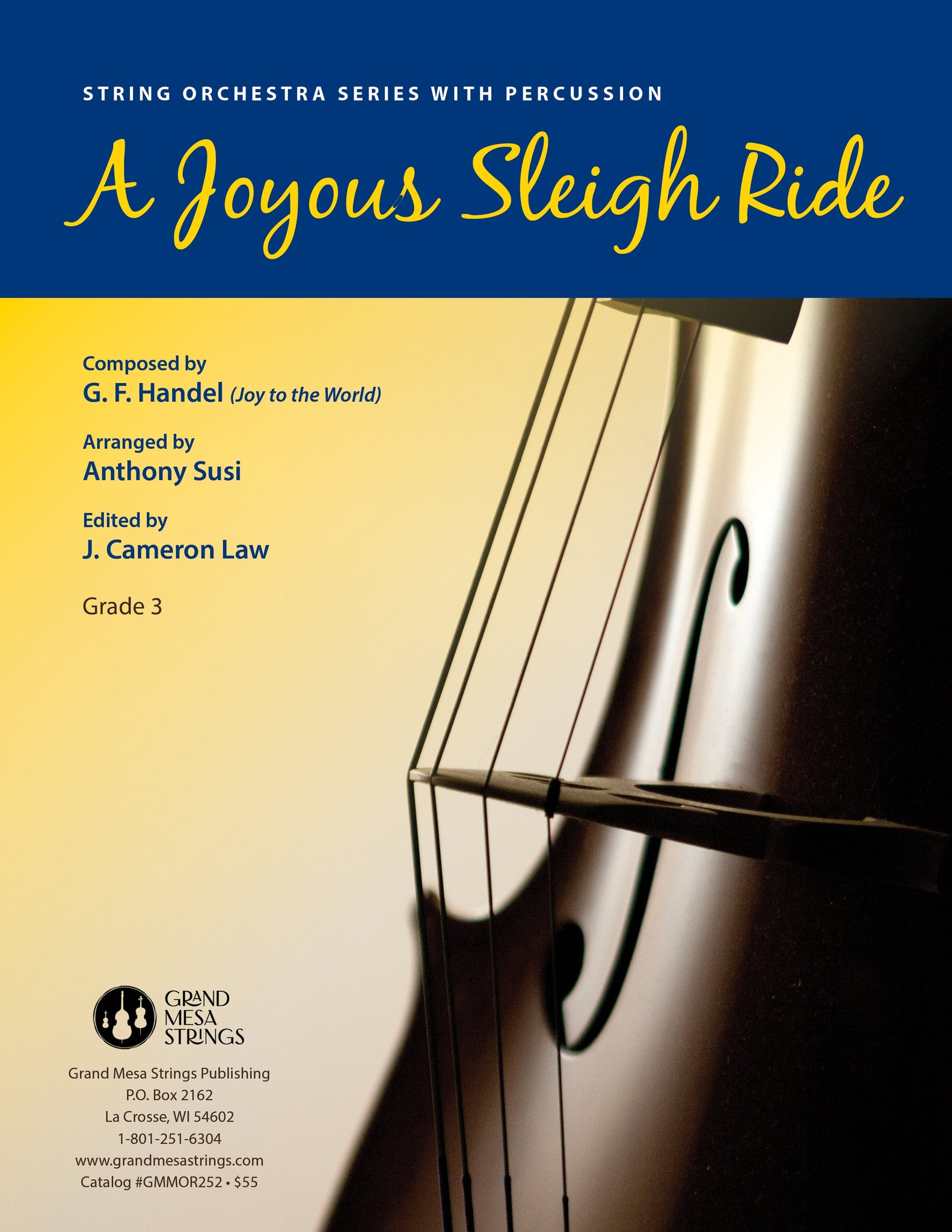 Strings sheet music cover of A Joyous Sleigh Ride, arranged by Anthony Susi.