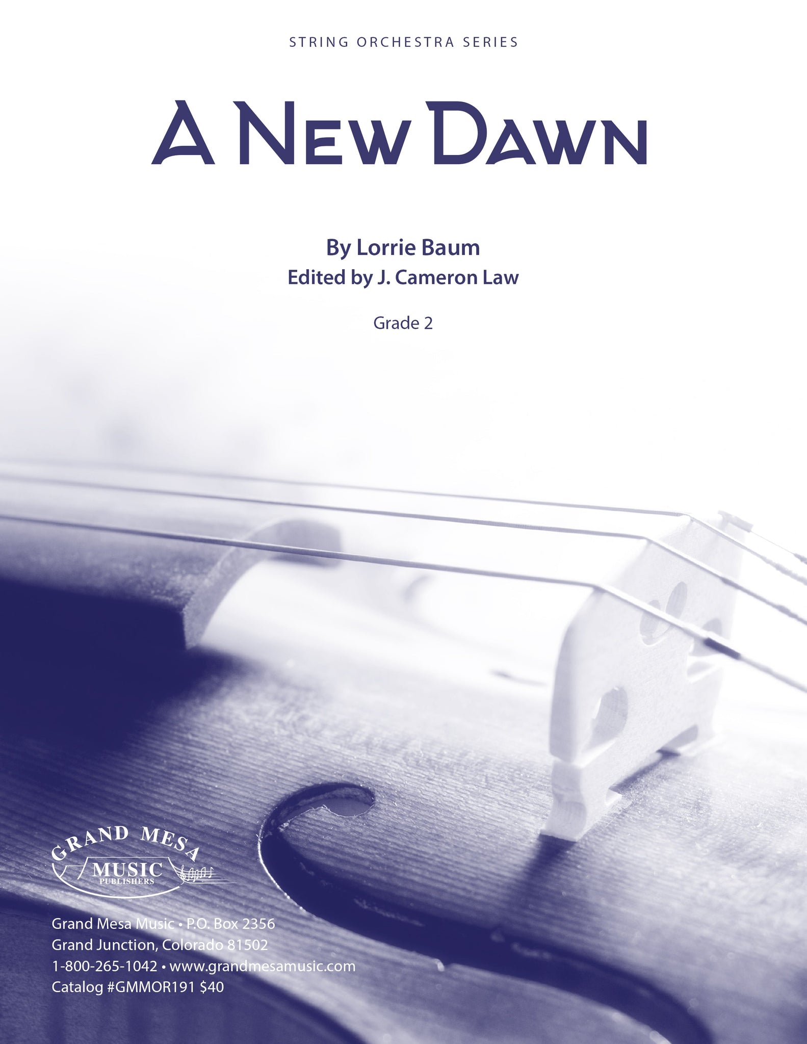 Strings sheet music cover of A New Dawn, composed by Lorrie Baum.
