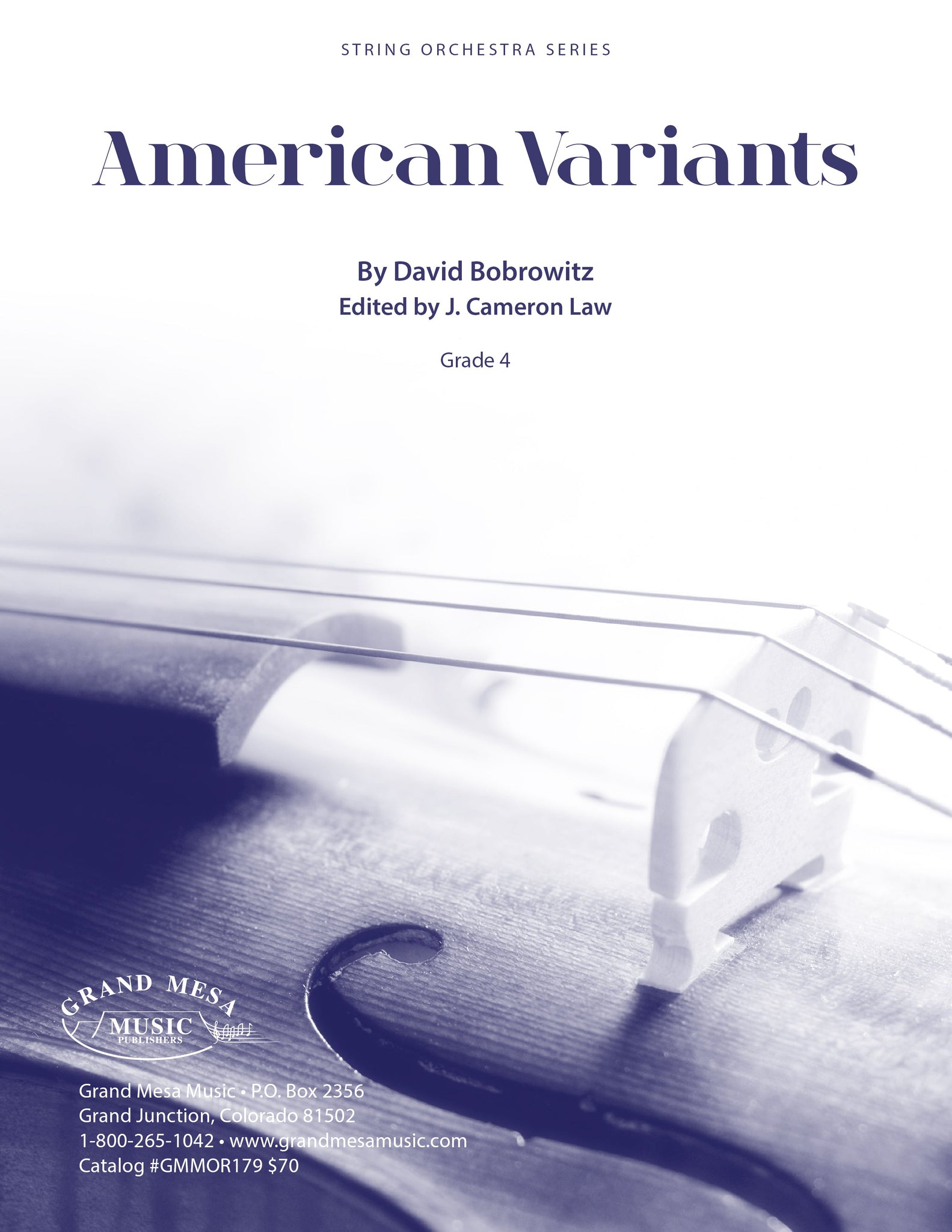 Strings sheet music cover of American Variants, composed by David Bobrowitz.