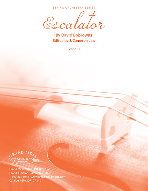 Strings sheet music cover of Escalator, composed by David Bobrowitz.