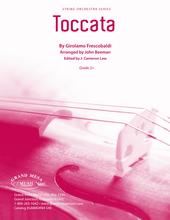 Strings sheet music cover of Toccata, composed by Girolamo Frescobaldi, arranged by John Beeman.