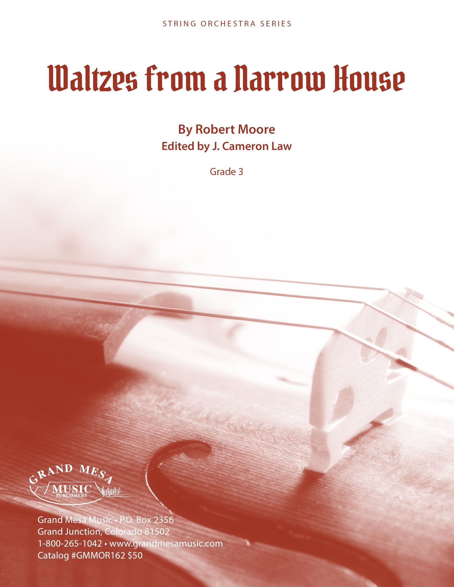 Strings sheet music cover of Waltzes from a Narrow House, composed by Robert Moore.