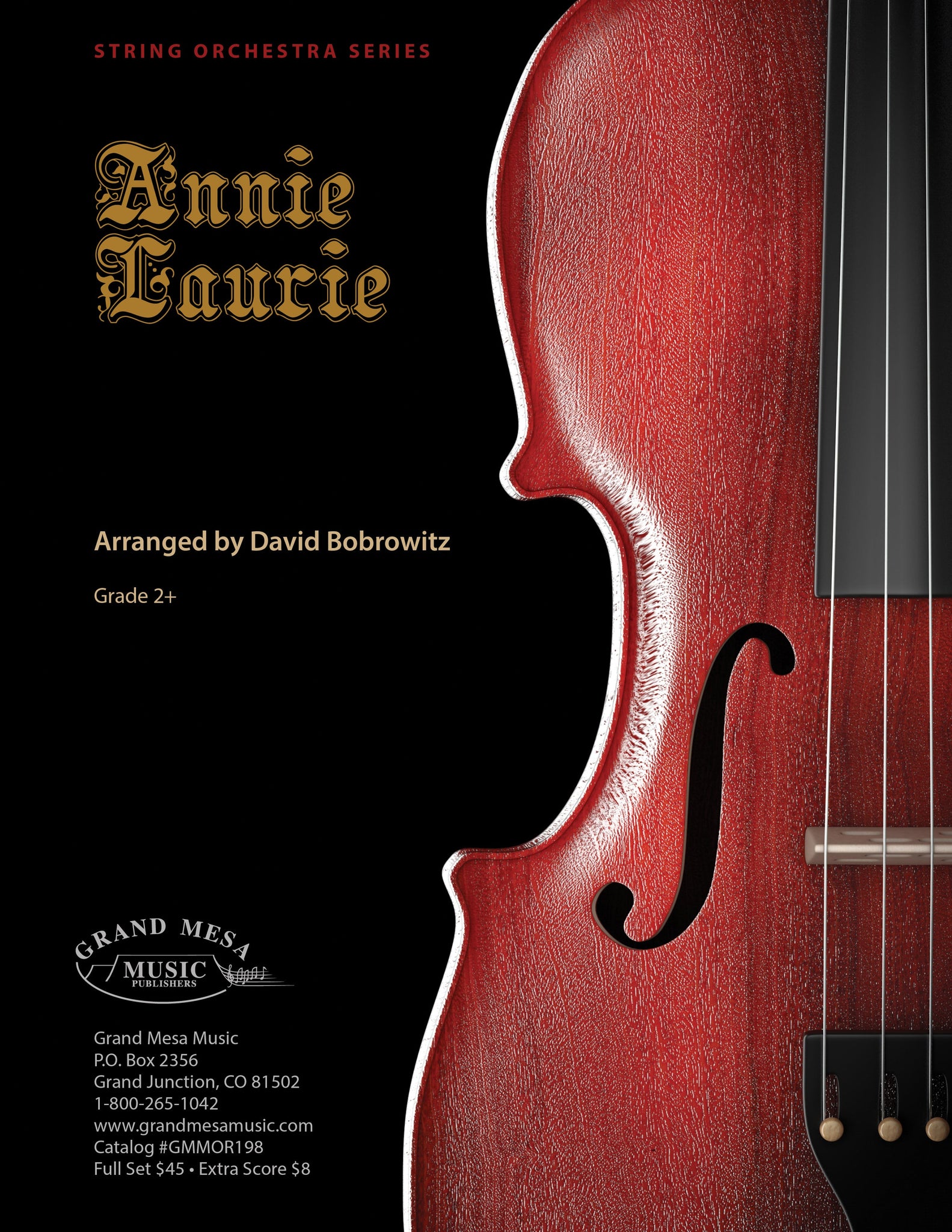 Strings sheet music cover of Annie Laurie, arranged by David Bobrowitz.
