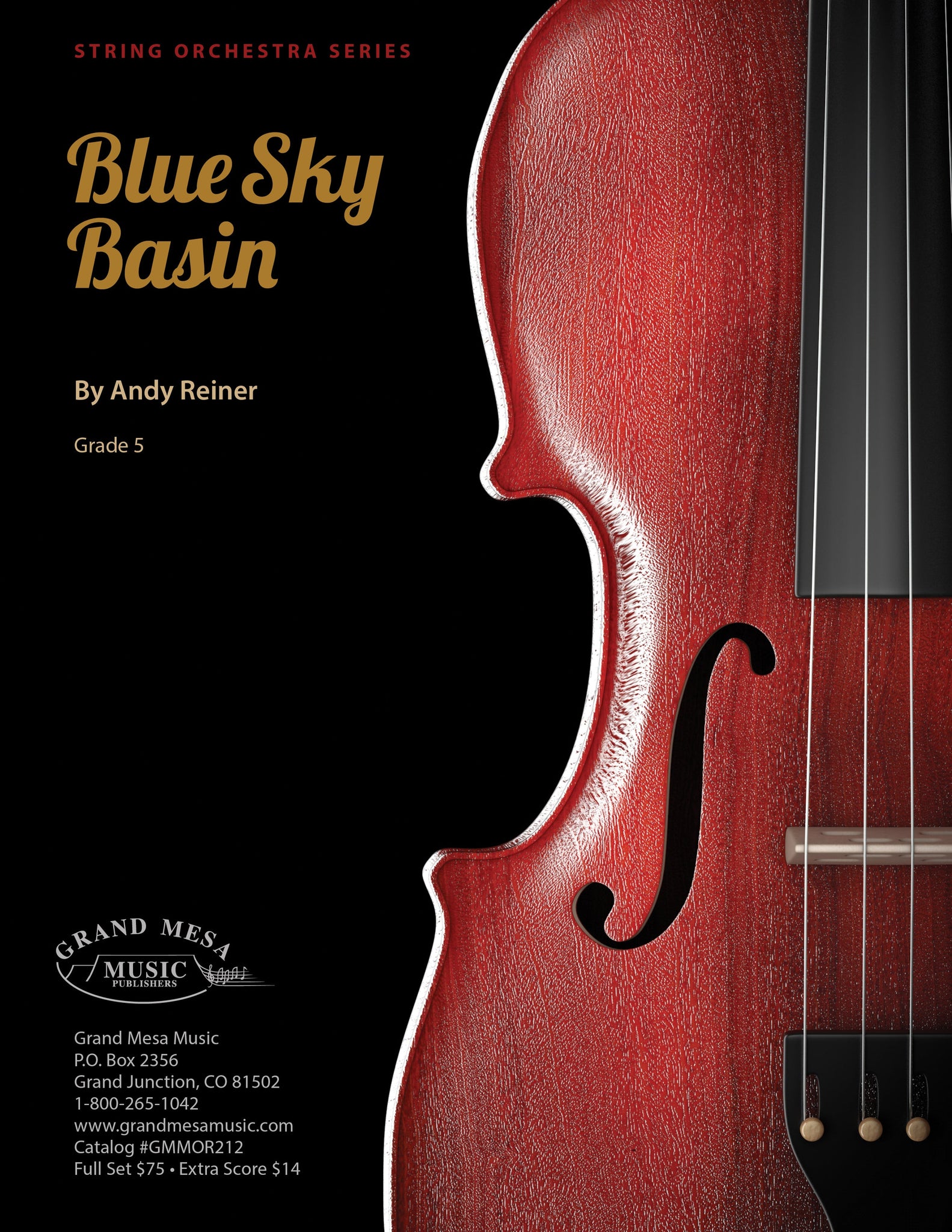 Strings sheet music cover of Blue Sky Basin, composed by Andy Reiner.