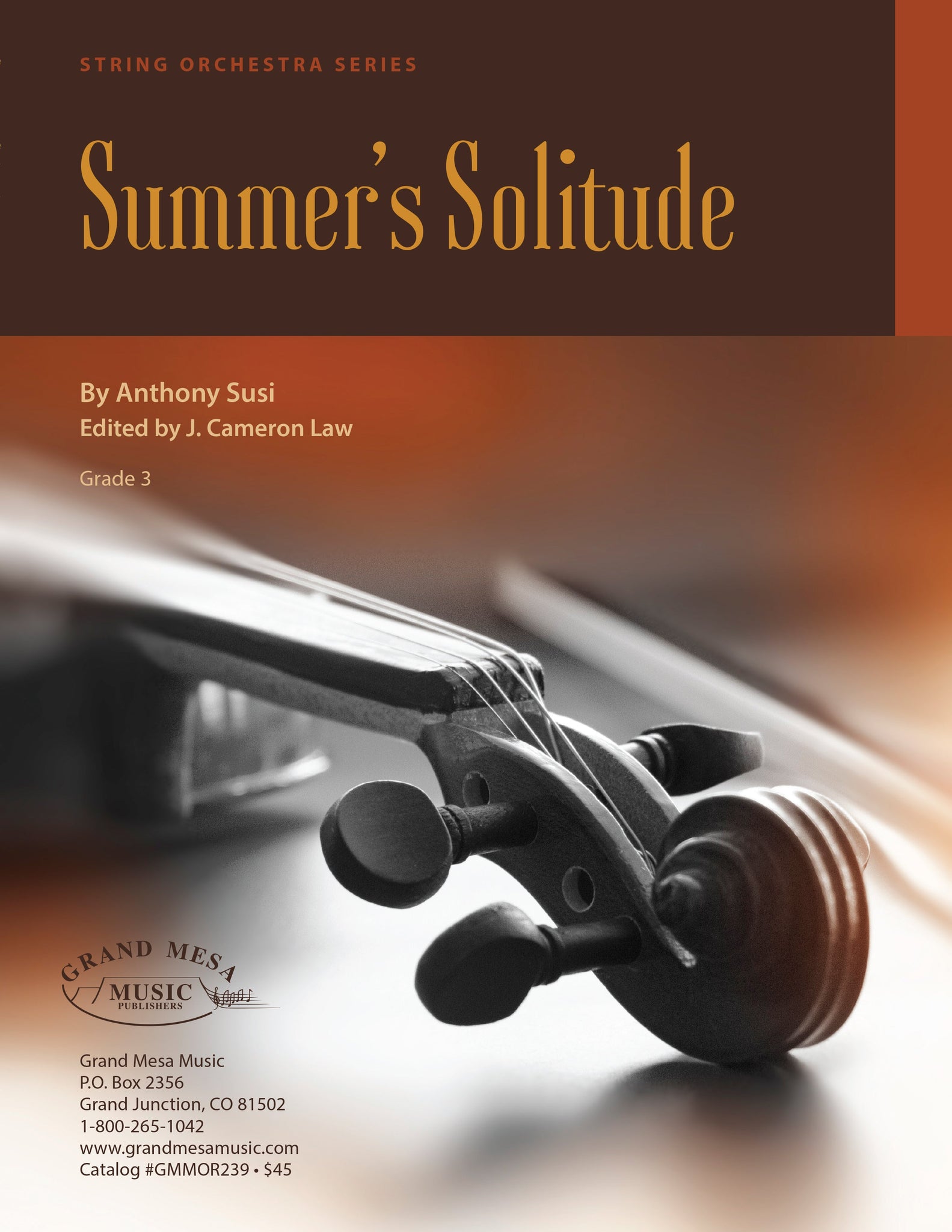 Strings sheet music cover of Summer's Solitude, composed by Anthony Susi.