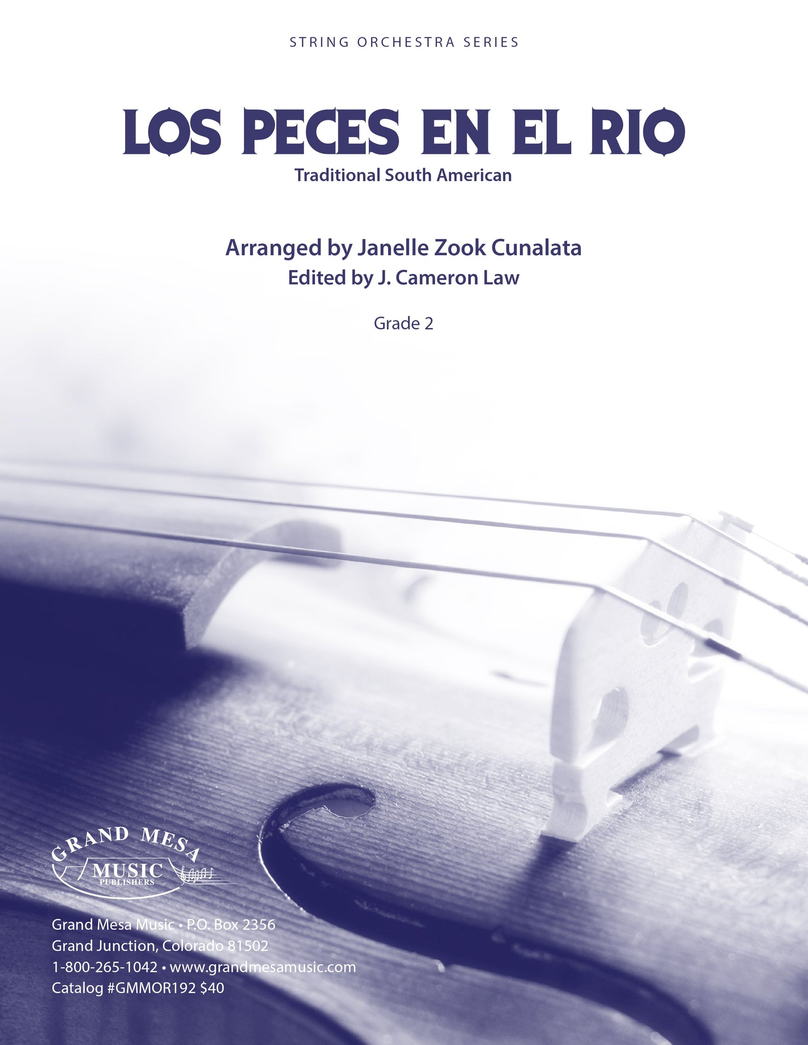 Strings sheet music cover of Los Peces en el Rio, arranged by Janelle Zook Cunalata.