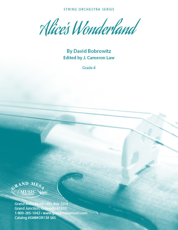 Strings sheet music cover of Alice's Wonderland, composed by David Bobrowitz.