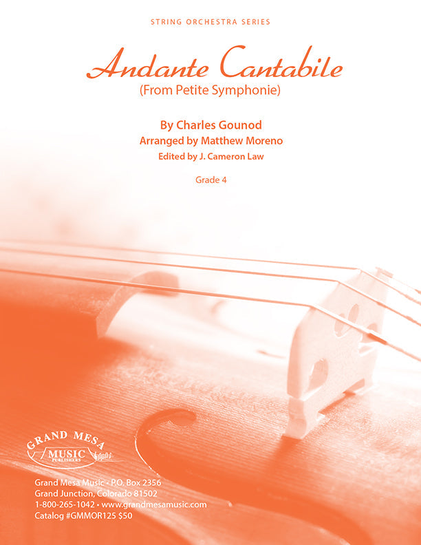 Strings sheet music cover of Andante Cantabile from Petite Symphony, arranged by Matt Moreno.