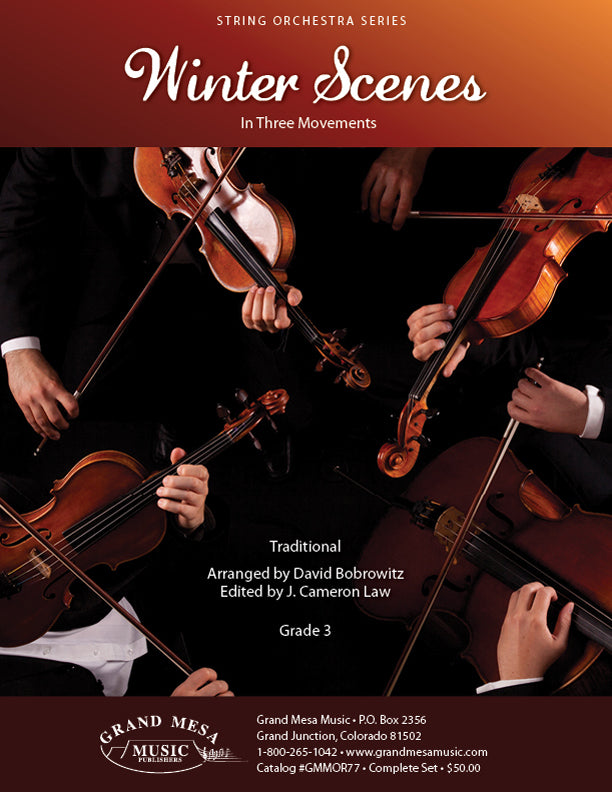 Strings sheet music cover of Winter Scenes (In Three Movements), arranged by David Bobrowitz.