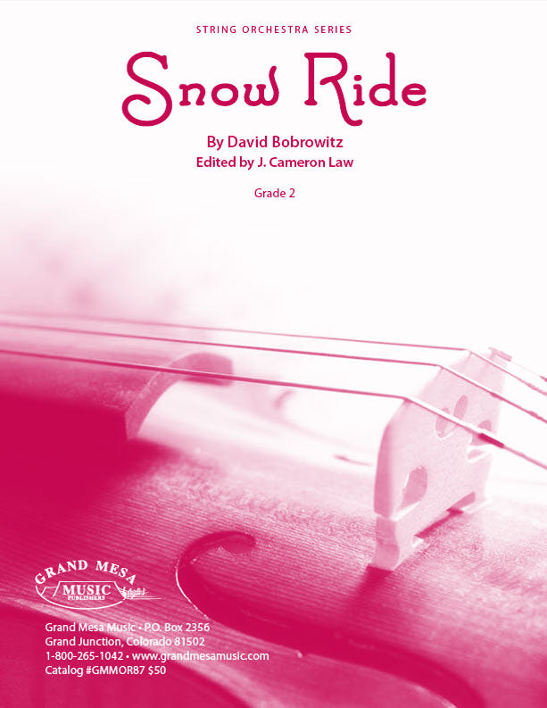 Strings sheet music cover of Snow Ride, composed by David Bobrowitz.