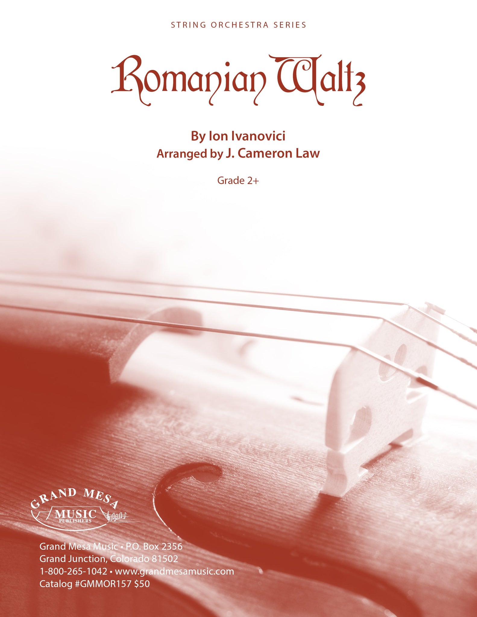 Strings sheet music cover of Romanian Waltz, composed by Ion Ivanovici, arranged by J. Cameron Law.