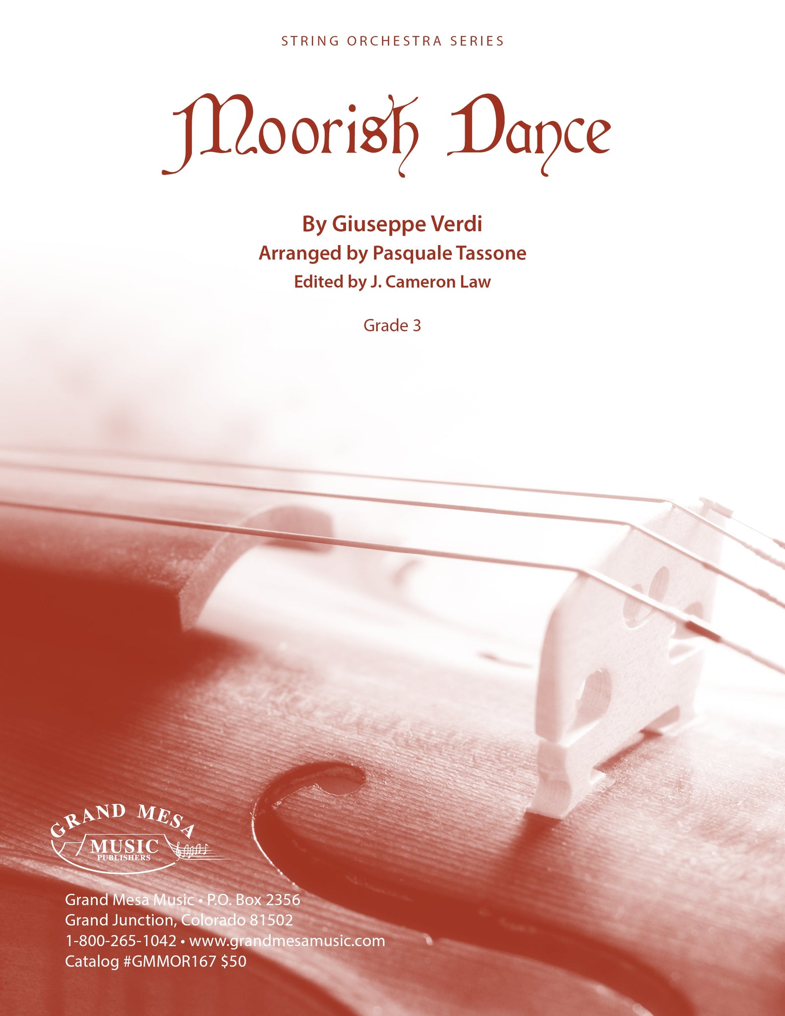Strings sheet music cover of Moorish Dance, composed by Giuseppe Verdi, arranged by Pasquale Tassone.