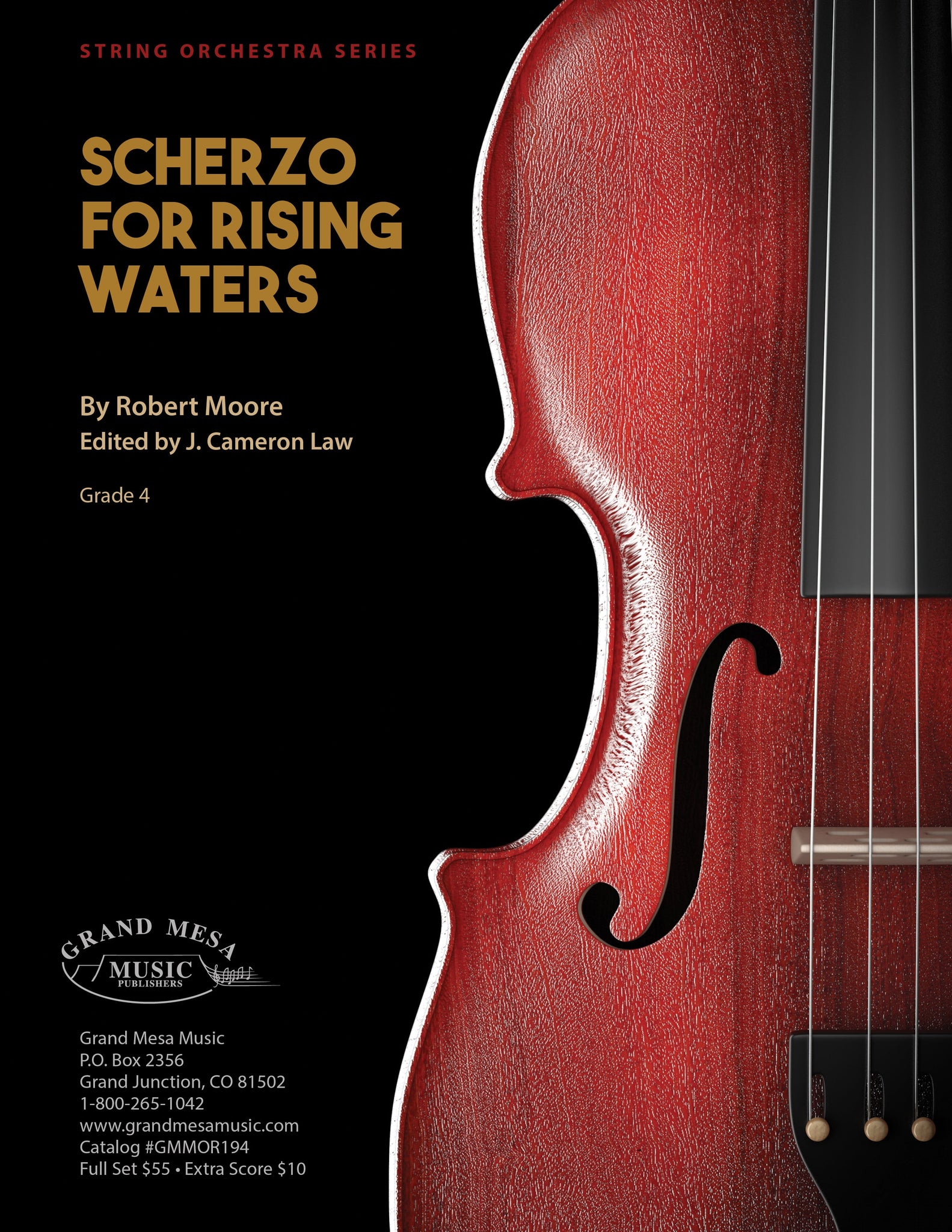 Strings sheet music cover of Scherzo for Rising Waters, composed by Robert Moore.