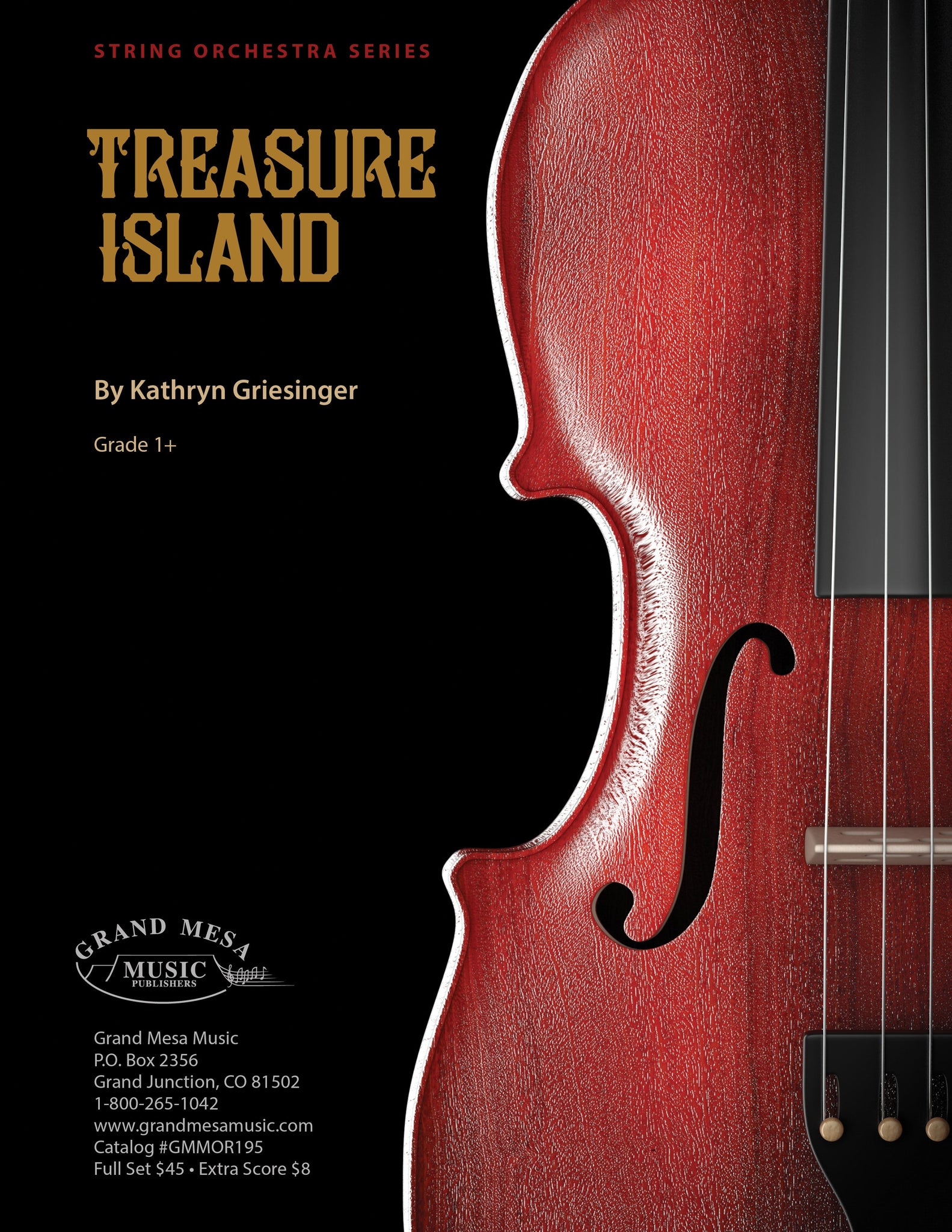 Strings sheet music cover of Treasure Island, composed by Kathryn Parrish (Griesinger).