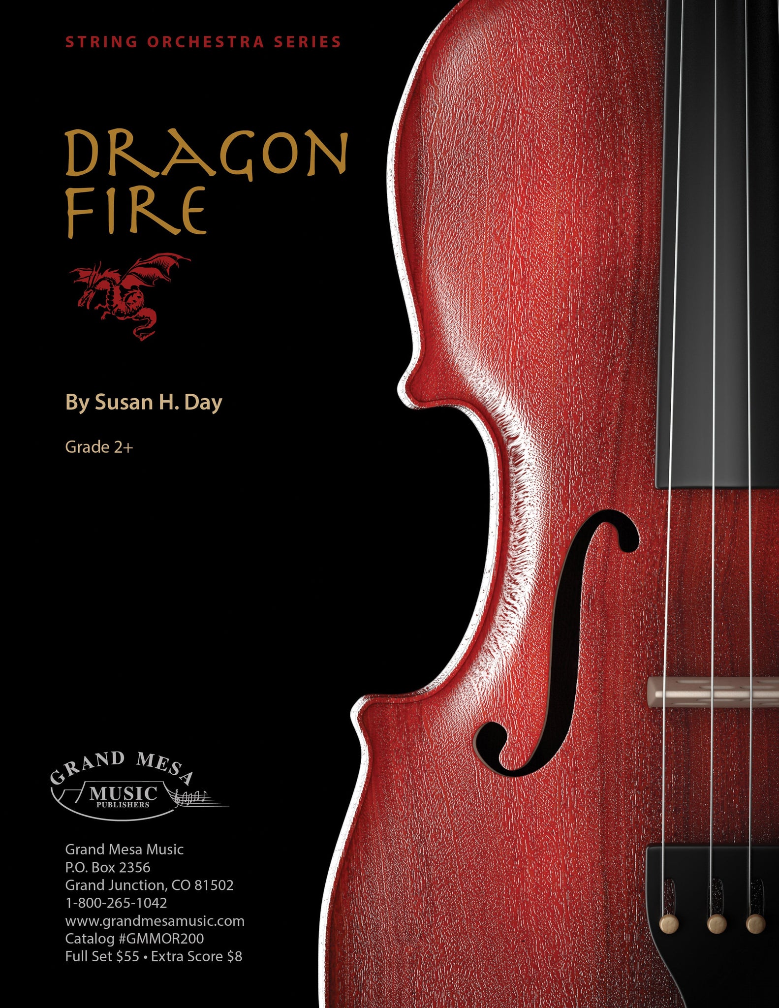 Strings sheet music cover of Dragon Fire, composed by Susan Day.