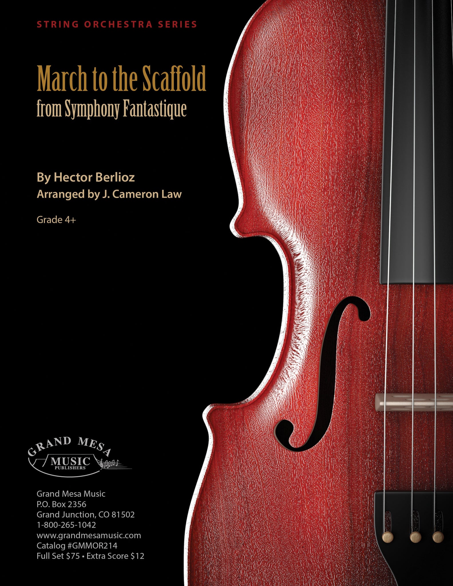 Strings sheet music cover of March to the Scaffold, composed by Hector Berlioz, arranged by J. Cameron Law.
