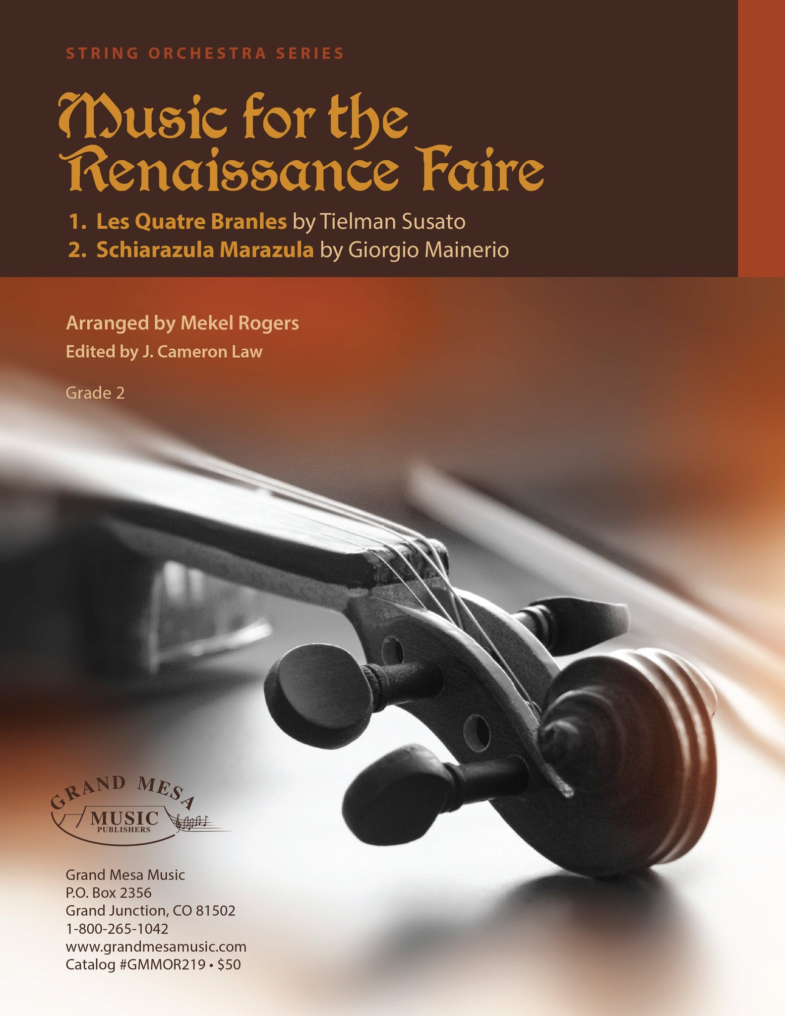Strings sheet music cover of Music for the Renaissance Faire, composed by Tielman Susato and Giorgio Mainerio, arranged by Mekel Rogers.