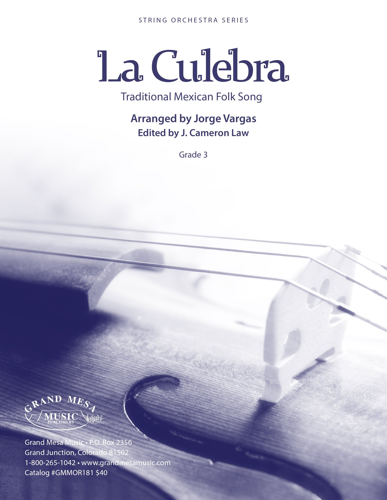 Strings sheet music cover of La Culebra, arranged by Jorge Vargas.
