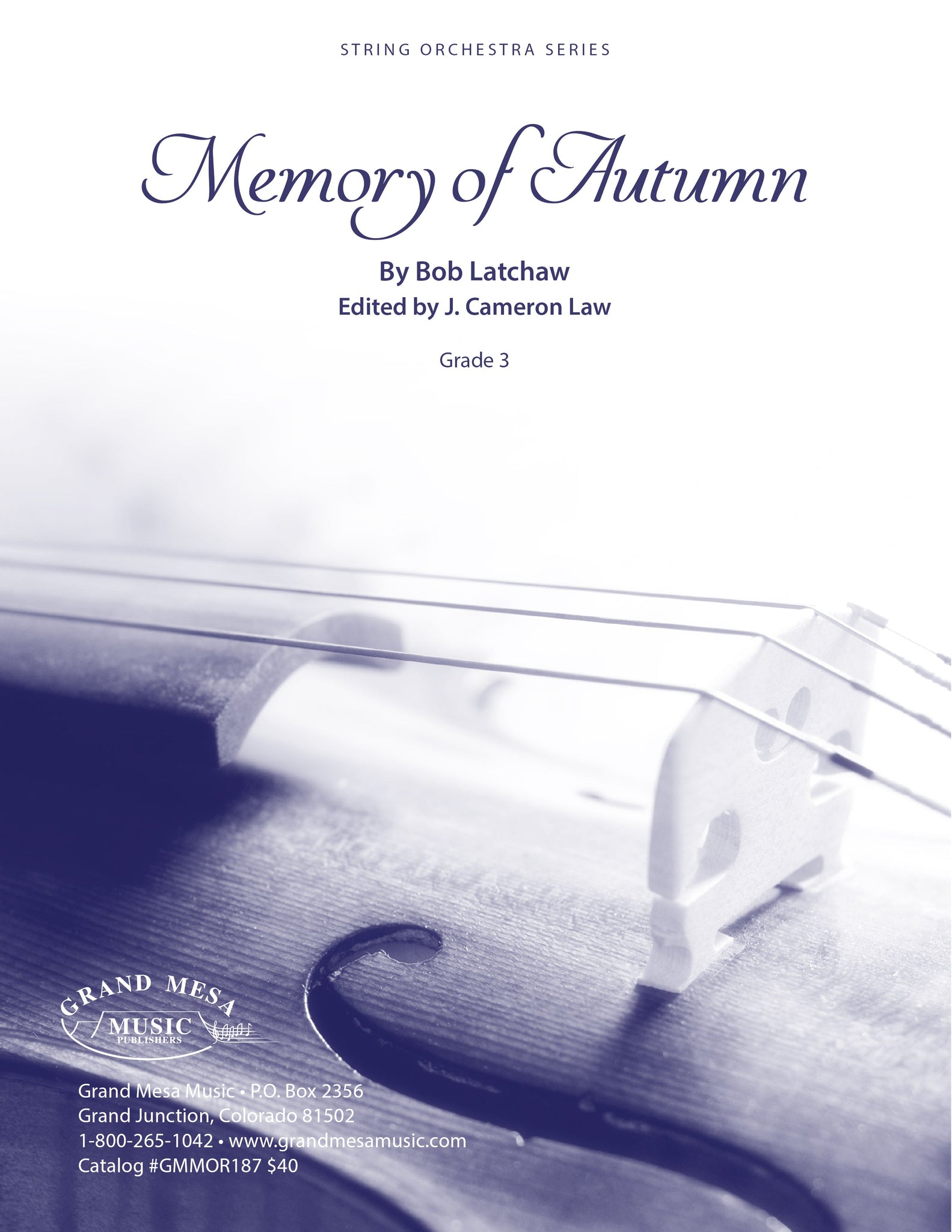 Strings sheet music cover of Memory of Autumn, composed by Bob Latchaw.