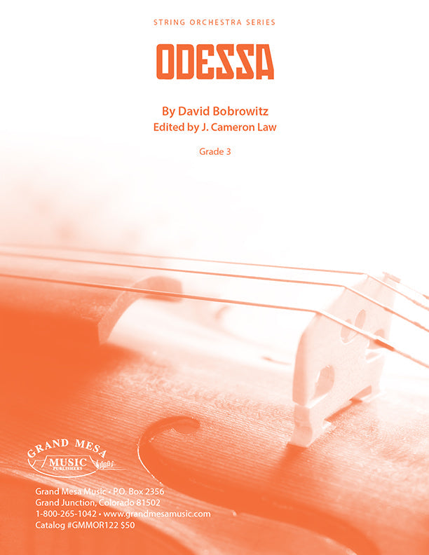 Strings sheet music cover of Odessa, composed by David Bobrowitz.