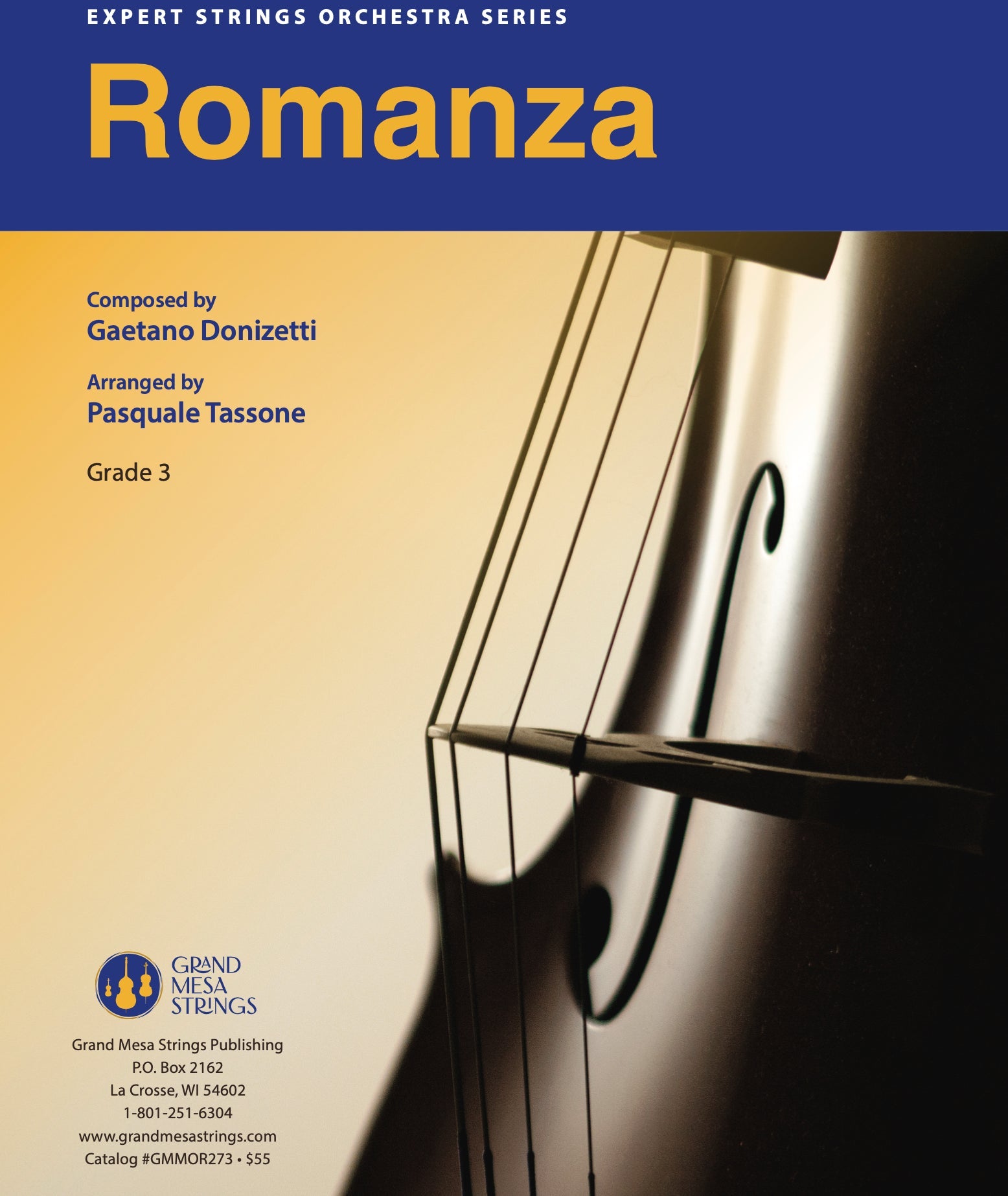 Strings sheet music cover of Romanza, composed by Gaetano Donizetti, arranged by Pasquale Tassone.
