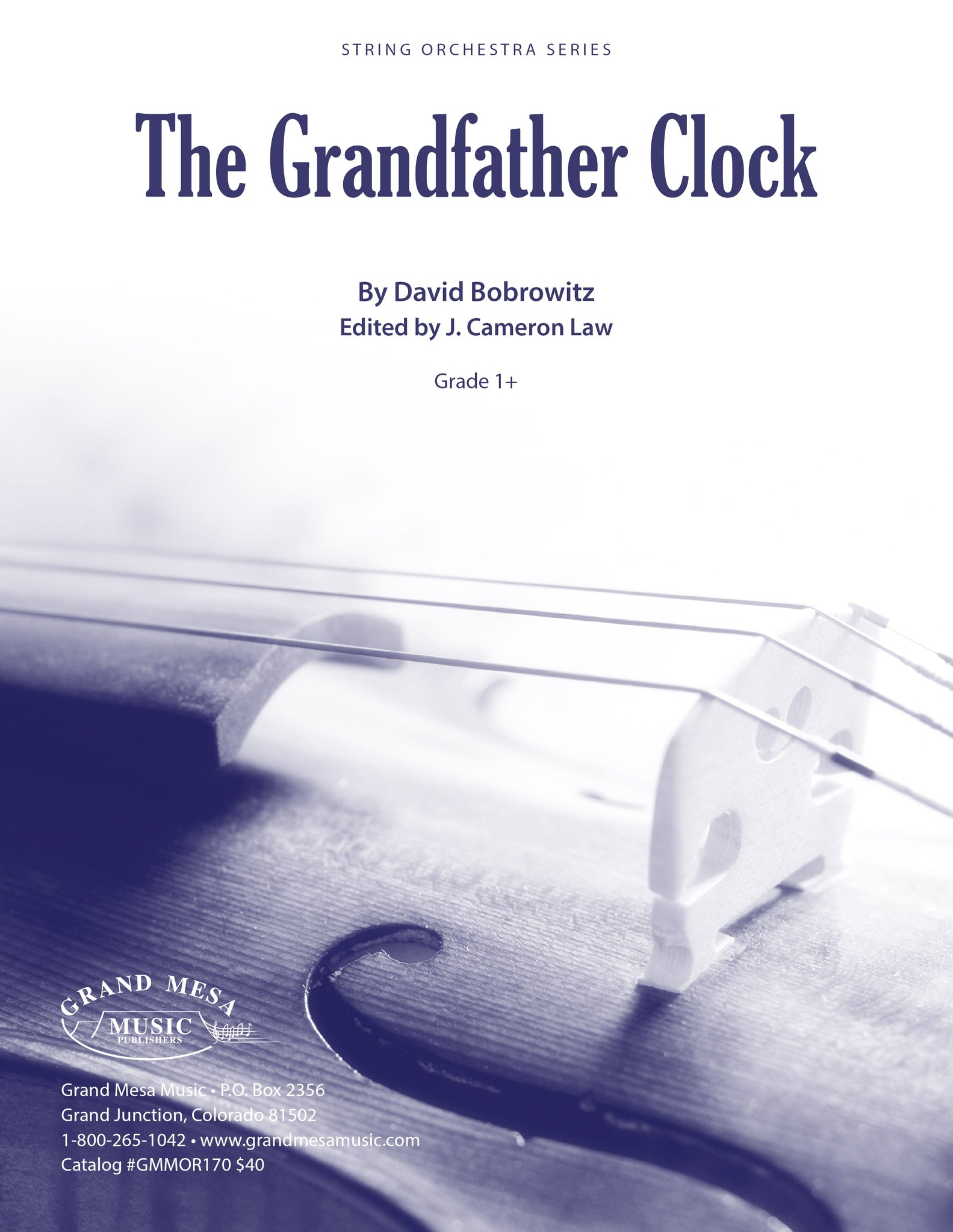 Strings sheet music cover of The Grandfather Clock, composed by David Bobrowitz.